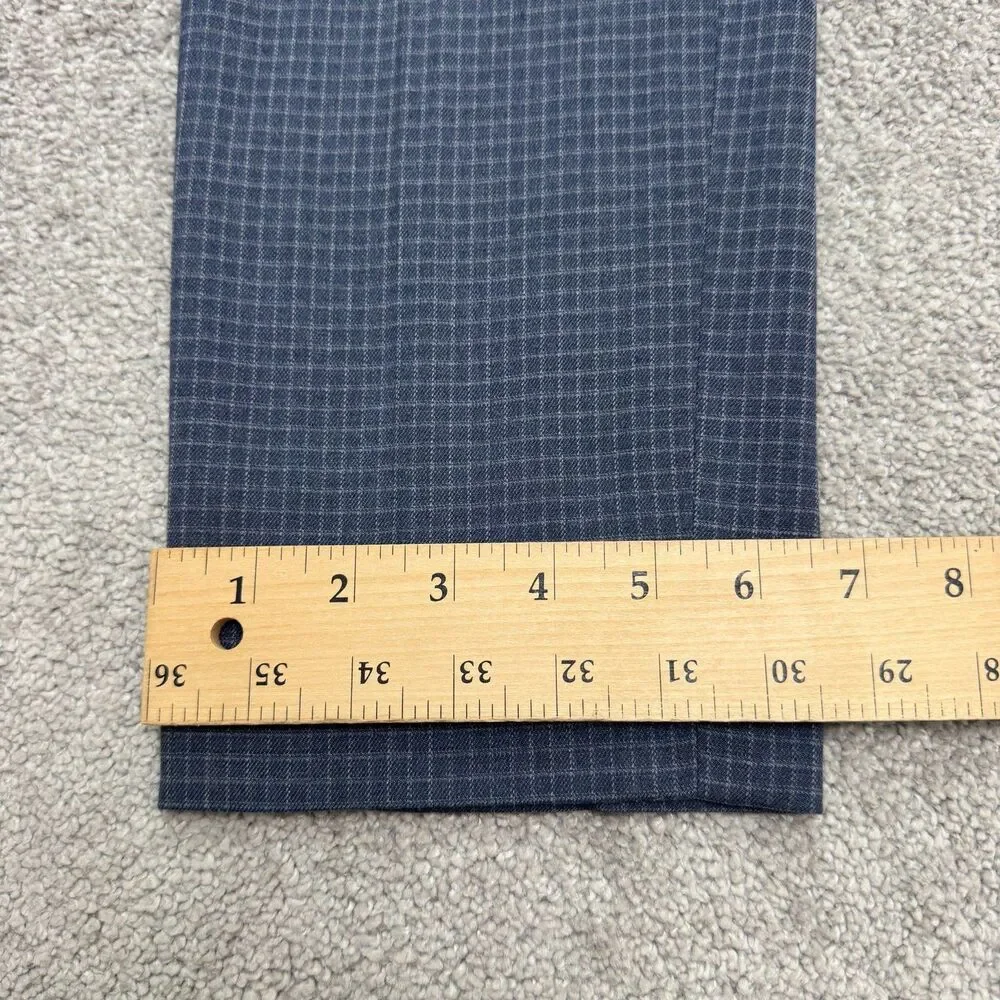 Banana Republic Slim Fit Dress Pants Mens 36x34 Blue Grid Check Stretch Trouser
